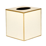 Plain Pastel Tissue Box Cover - Ivory and Gold