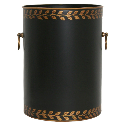 Grecian Leaves Waste Paper Bin - Black