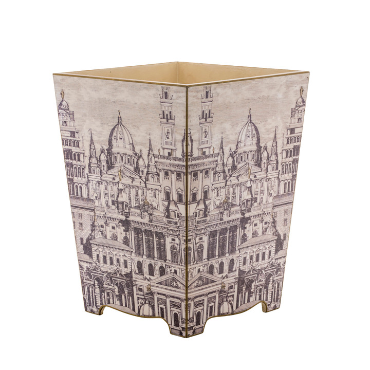 Neoclassical Waste Paper Bin - Side View (wooden) 