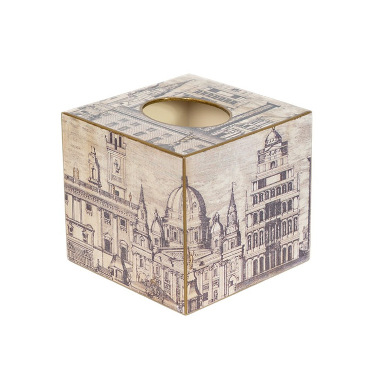 Neoclassical Cube Tissue Box (wooden) - Side View