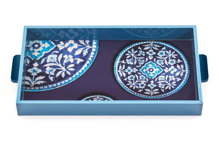 Blue Jaipur Circles Rectangle Tray 