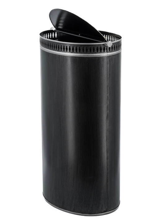 Tall Waste Paper Bin - with swing lid & liner (metal)