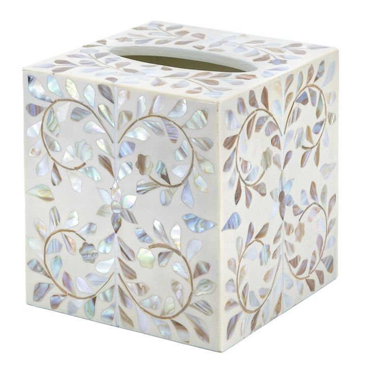 Pearl Vines Tissue Box Cover (wood)