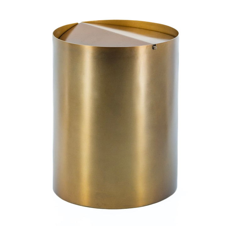 Swing Lid Waste Paper Bin in Brushed Brass