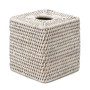 Plain Weave Rattan Square Tissue Box Cover in Milk