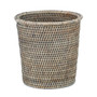 Plain Weave Rattan Waste Paper Basket with Lip in Pepper