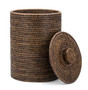 Large Rattan Waste Paper Bin with Lid & Liner - Chestnut