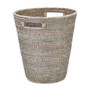 Tapered Tall Rattan Waste Paper Bin with Handles in Pepper