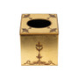 Royal Rococo Cube Tissue Cover - in Gold Leaf - front view
