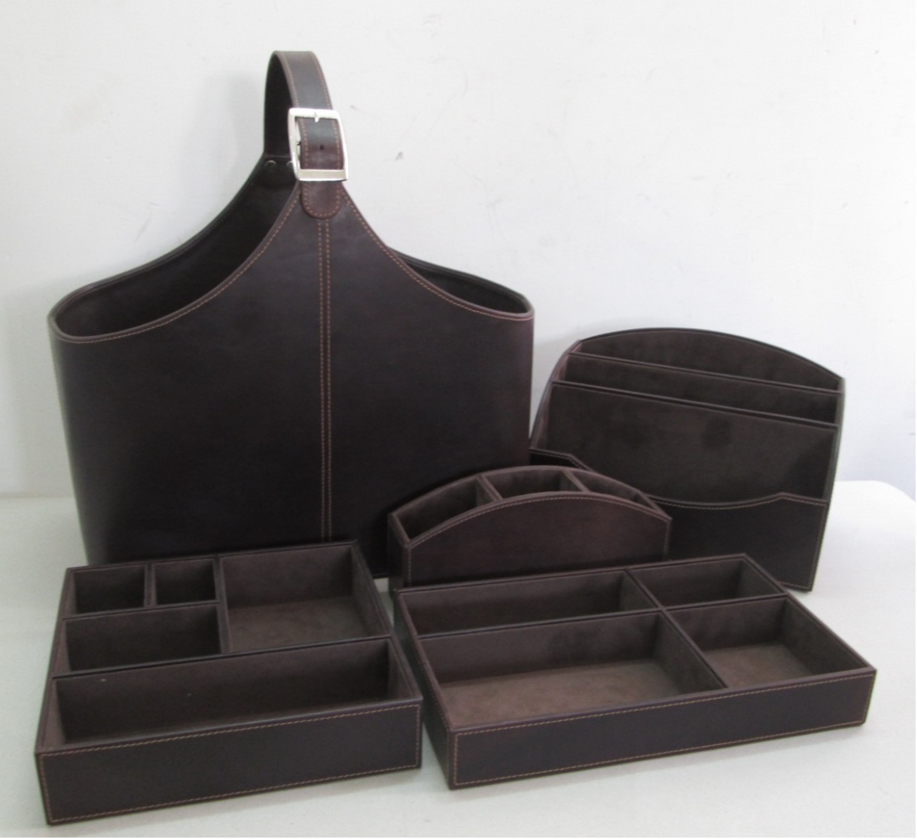 brown desktop leather set hotel