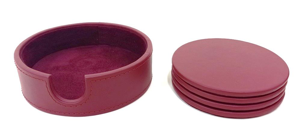 riund red leather coasters