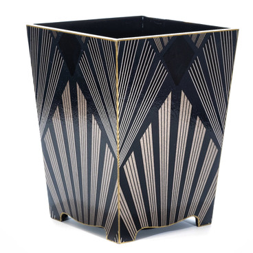 bin waste paper gatsby gold trim silver decoupage leaf wood