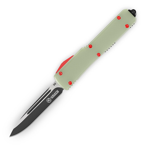 Krate Tactical Jade G10 OTF Knife with Red Hardware