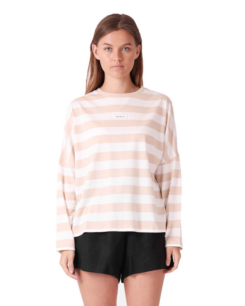 Madi L/S Tee - Beige/White