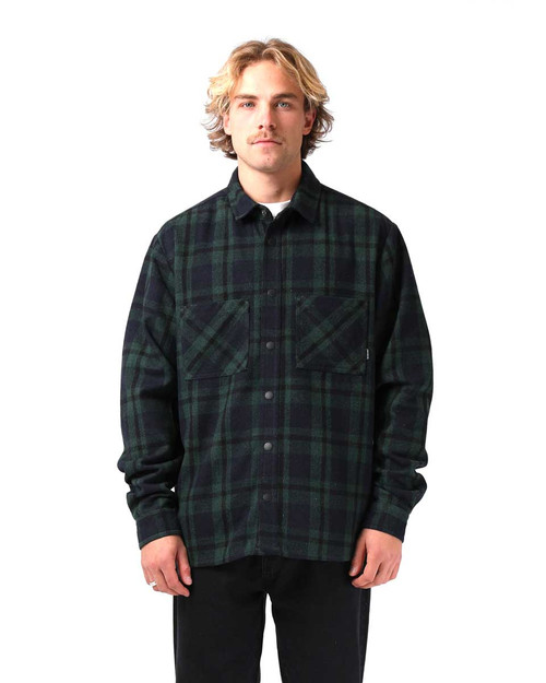 Plaid Shacket - Green/Navy Plaid