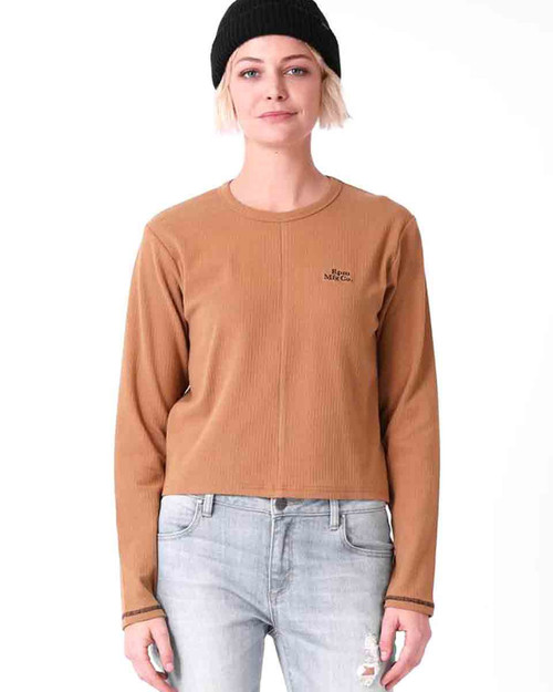 Ribbed L/S Tee- Coffee