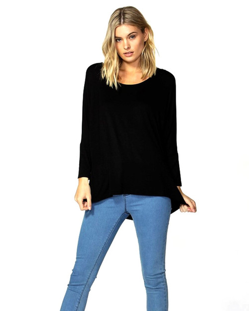Milan 3/4 Sleeve Top Black