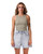 Heart Ribbed Singlet - Light Olive
