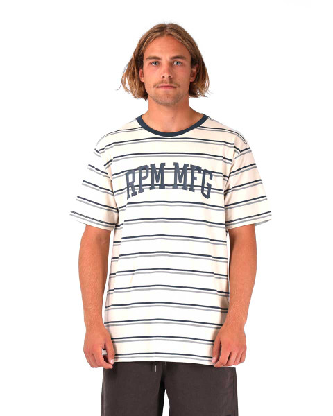 College Stripe Mens Tee - Fog