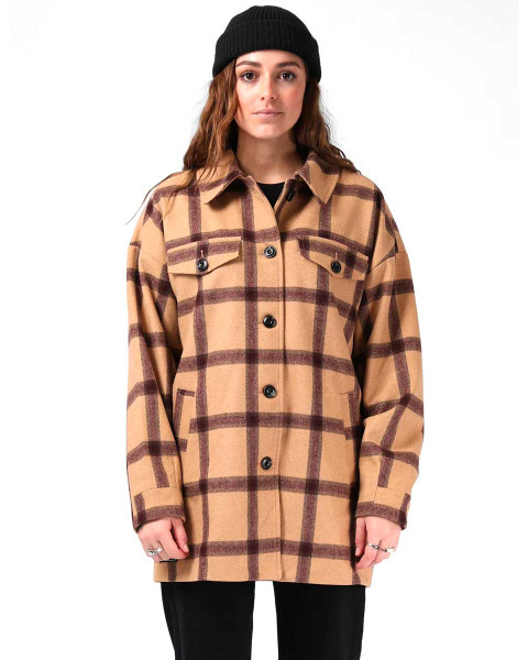 Brooklyn OS Shacket - Tan Plaid