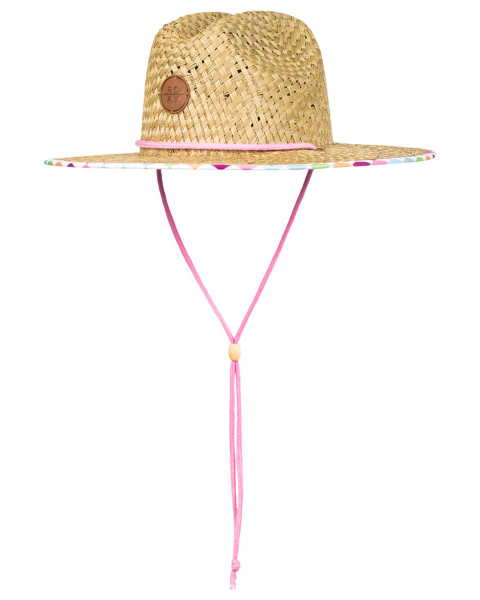 Pina To My Colada Girls Straw Hat - White Check