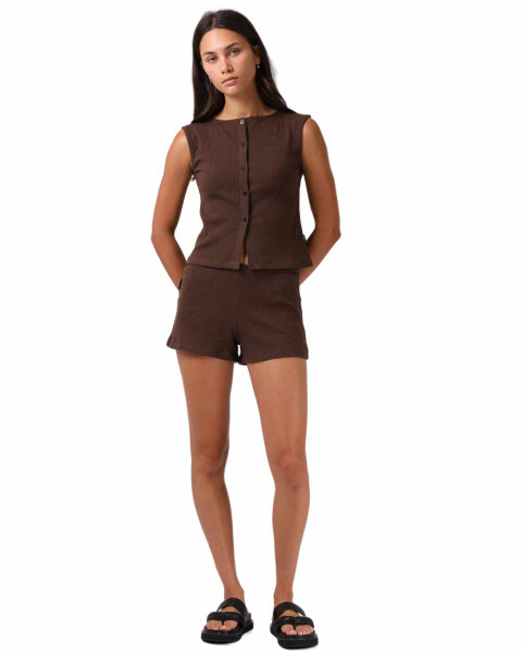 Ribbed Shorty Short  - Chocolate