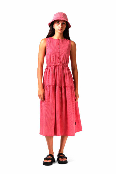 Smock Midi Dress - Red Pinstripe
