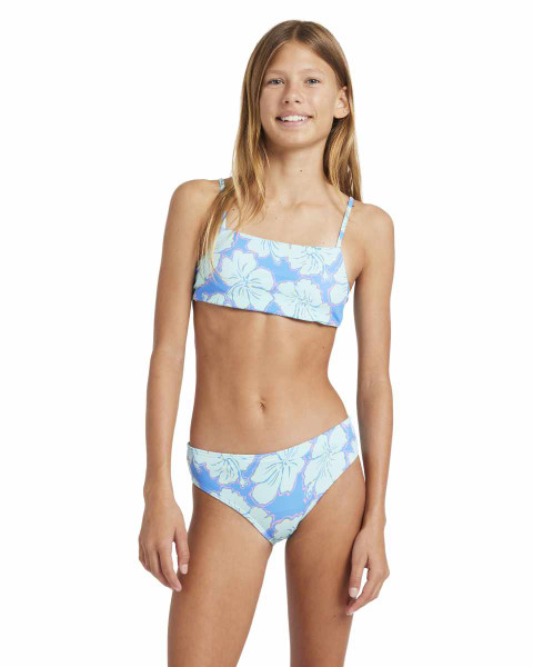 Girls 6-14 Happy Hibiscus Tank Bikini Set - Tidal Blue