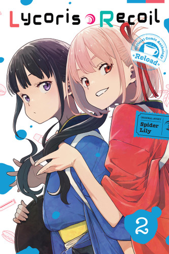 Lycoris Recoil Official Comic Anthology: Reload, Vol. 2 (Lycoris Recoil Official Comic Anthology: Reload #2) book cover by Spider Spider Lily, Fuuka Sunohara, Imigimuru, Tachi, Horoda, Satoru Abou, Yokoshima Yokoshima Penguin, Mimishiki, Doma, Nankyoku Kisaragi, Match, Rita, Burisuke, Tsukiko Kashiwagi, Nata Ookura