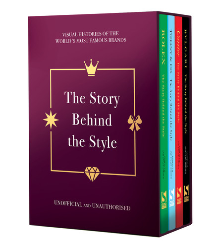 The Story Behind the Style Box Set: Visual histories of Tiffany and Co, Cartier, Bulgari and Rolex book cover by Rachael Taylor