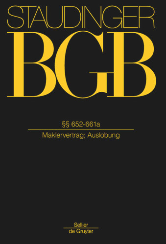 §§ 652-661a: (Maklervertrag) book cover by 