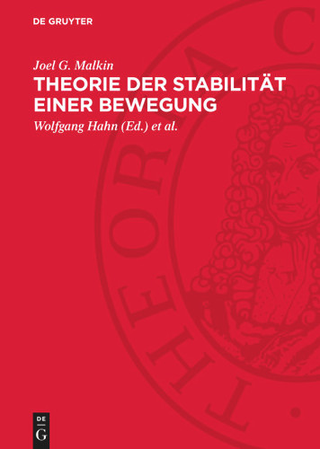 Theorie der Stabilität einer Bewegung book cover by Joel G. Malkin