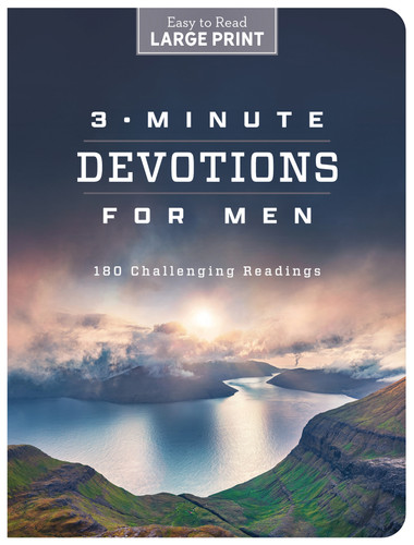 3-Minute Devotions for Men Large Print: 180 Challenging Readings (3-Minute Devotions) book cover by Compiled by Barbour Staff