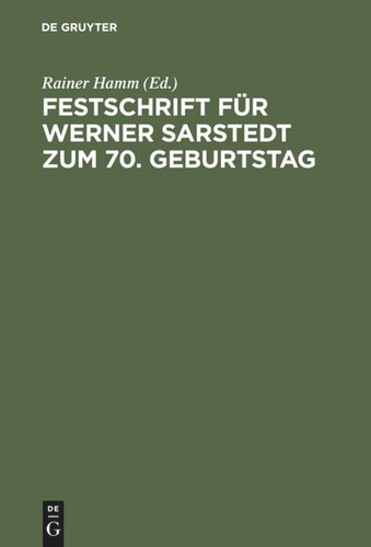 Festschrift für Werner Sarstedt zum 70. Geburtstag book cover by 