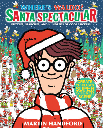 Where's Waldo? Santa Spectacular: (A Christmas-Themed Hidden Object Search-and-Find Puzzle & Sticker Book with Games & Hundreds of Stickers - a Perfect Stocking Stuffer Holiday Gift for Kids) (Where's Waldo?) book cover by Martin Handford