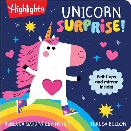Unicorn Surprise! (Highlights Surprise! Books with felt flaps and mirror) book cover by Rebecca Gardyn Levington