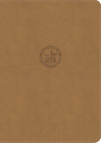 CSB FCA Study Bible, Easy-to-Read Optimal Type, Camel LeatherTouch, Indexed: Engage. Equip. Empower. book cover by Fellowship of Christian Athletes
