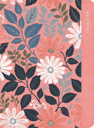KJV Large Print Compact Reference Bible, Pink Floral LeatherTouch, Zipper Edition book cover by 