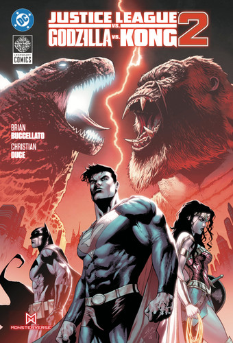 Justice League vs Godzilla vs Kong 2 book cover by Brian Buccellato