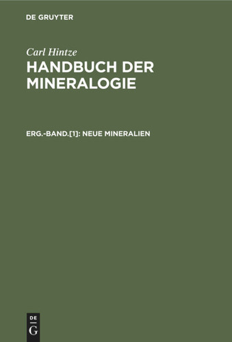 Neue Mineralien book cover by Carl Hintze