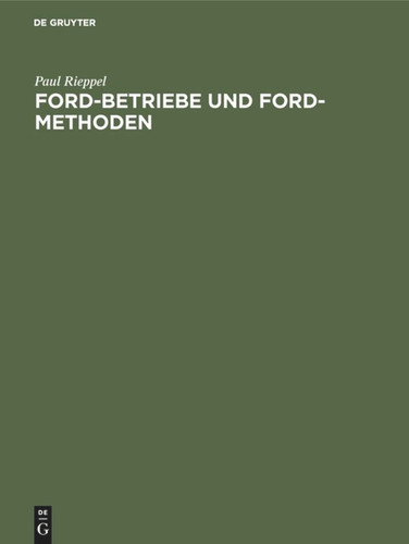 Ford-Betriebe und Ford-Methoden book cover by Paul Rieppel