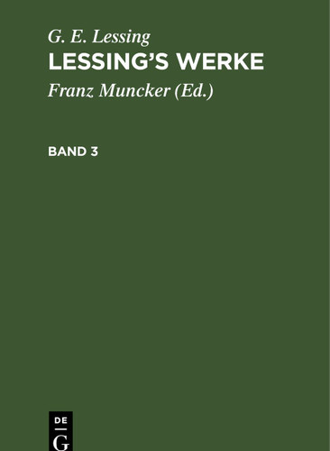 G. E. Lessing: Lessing’s Werke. Band 3 book cover by G. E. Lessing