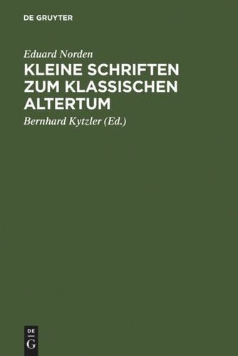 Kleine Schriften zum klassischen Altertum book cover by Eduard Norden
