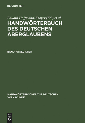 Register (Handwörterbücher zur deutschen Volkskunde) book cover by 