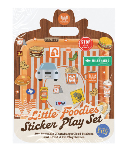 Little Foodies Reusable Sticker Play Set: 30+ Reusable Whataburger Food Stickers and 2 Fold-Out Play & Go Scenes (Whataburger Activity Series) book cover by Blue Star Press