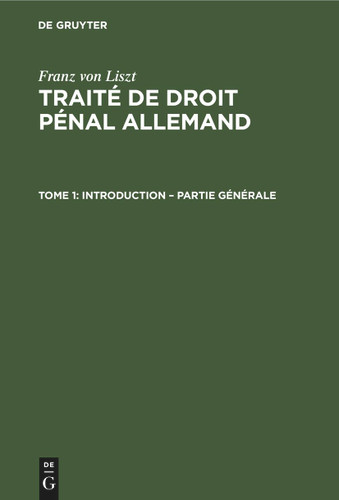 Introduction – Partie Générale book cover by Franz von Liszt