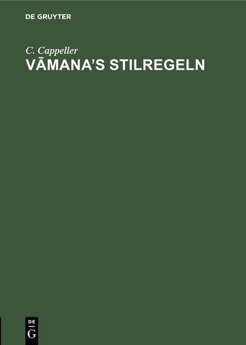 Vāmana’s Stilregeln book cover by C. Cappeller
