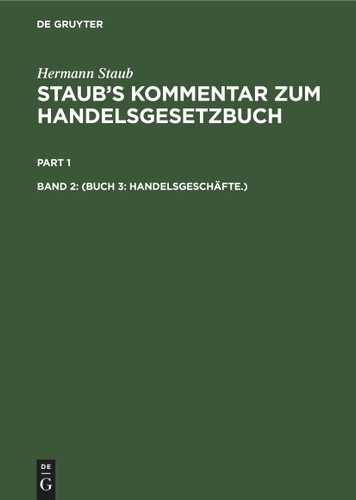(Buch 3: Handelsgeschäfte.) book cover by Hermann Staub