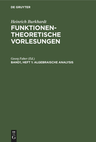 Algebraische Analysis [9783112441534]