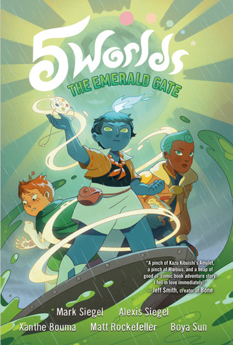 5 Worlds Book 5: The Emerald Gate: (A Graphic Novel) (5 Worlds) book cover by Mark Siegel, Alexis Siegel
